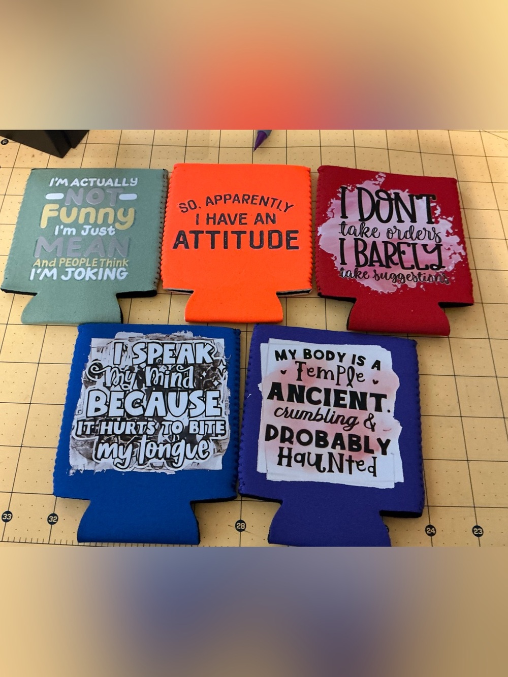Hot off the press! Set of 6 Graphic Can Cooler Koozies